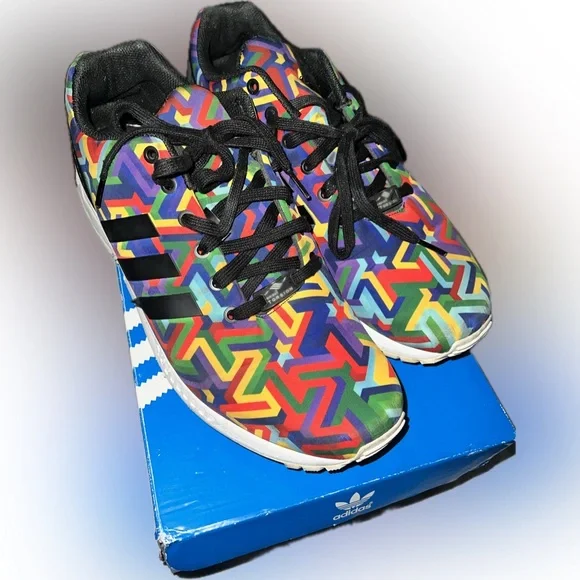 Adidas ZX Flux Torsion sneakers in a multi-color "Art Mosaic Rainbow" print - Picture 2 of 16